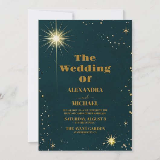 Buitenspatie Universe Emerald Green Galaxy Wedding Kaart (Voorkant)