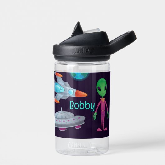 Buitenspatie Verkenner UFO-raketten Naam toevoegen Waterfles (Links)