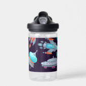 Buitenspatie Verkenner UFO-raketten Naam toevoegen Waterfles (Voorkant)