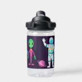 Buitenspatie Verkenner UFO-raketten Naam toevoegen Waterfles (Achterkant)