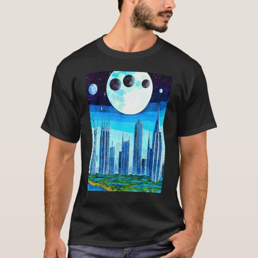 Buitenspatiewereld Veel moons donkernachtjaskraan T-shirt (Voorkant)