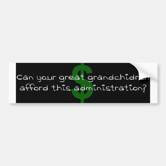 Buitensporige uitgaven bumpersticker (Voorkant)