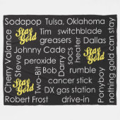 Buitenstaanders: Gold Word Cloud Fleece Deken (Voorkant (Horizontaal))