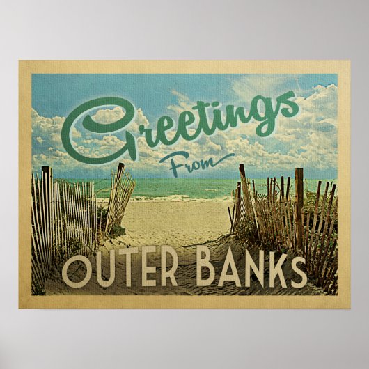 Buitenste banken Beach Vintage Travel Poster (Voorkant)