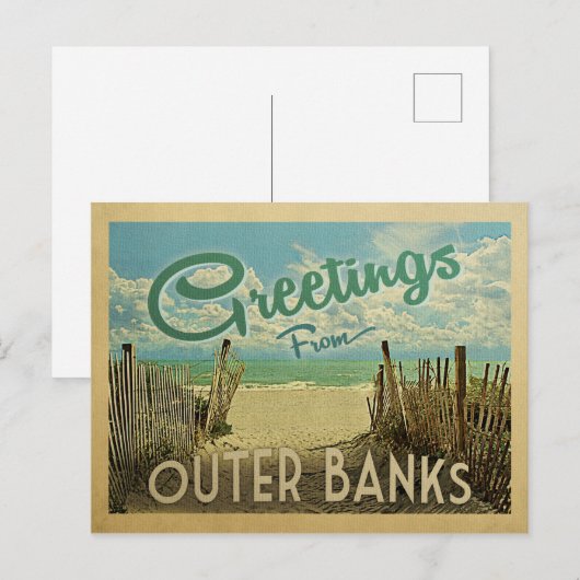 Buitenste banken Briefkaart Beach Vintage Travel (Voorkant / Achterkant)