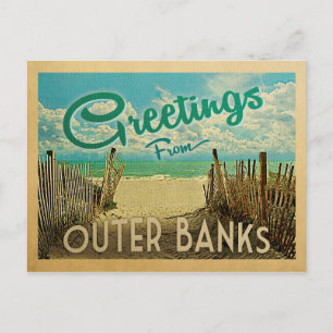 Buitenste banken Briefkaart Beach Vintage Travel