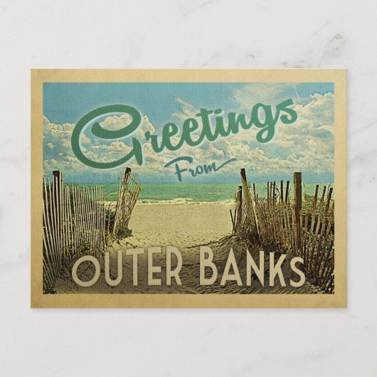 Buitenste banken Briefkaart Beach Vintage Travel (Voorkant)
