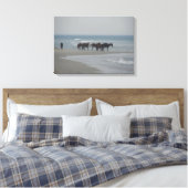 BUITENSTE BANKEN WILDE MUSTANG PAARDEN OP HET STRA CANVAS AFDRUK (Insitu (Slaapkamer))