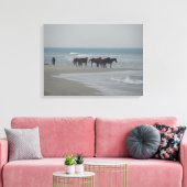 BUITENSTE BANKEN WILDE MUSTANG PAARDEN OP HET STRA CANVAS AFDRUK (Insitu (Woonkamer))