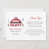 Buitenste BBQ-Baby shower - Hartelijk dank Kaart (Voorkant)