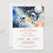 Buitenste ruimte astronaut tweeling baby shower sj kaart (Voorkant)