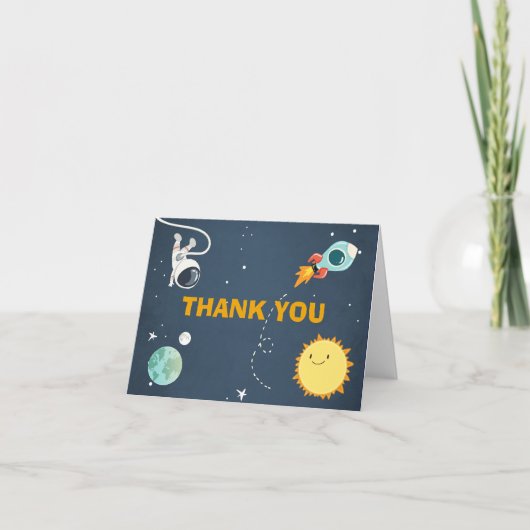 Buitenste Ruimte Dank U Kaart Rocket Astronaut (Voorkant)