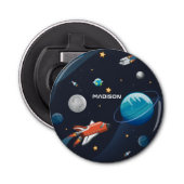 Buitenste Ruimte Galaxy Travel Shuttle Custom Button Flesopener (Voorkant)