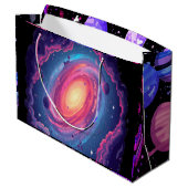 Buitenste Ruimte Gift Bag Celestial Galaxy Stars Groot Cadeauzakje (Achterkant Gekanteld)