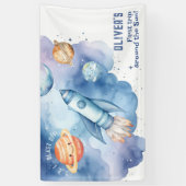 Buitenste ruimte Rocket Ship Boy verjaardagsfeestj Spandoek (Verticaal)