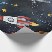 Buitenste ruimtepatroon Astronaut Illustratie Cadeaupapier (Hoek)