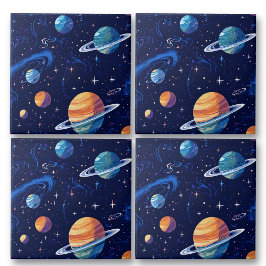 Buitenste Ruimteplaneten en Sterren Galaxy Pattern Tegeltje