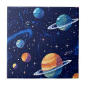Buitenste Ruimteplaneten en Sterren Galaxy Pattern Tegeltje (Voorkant)