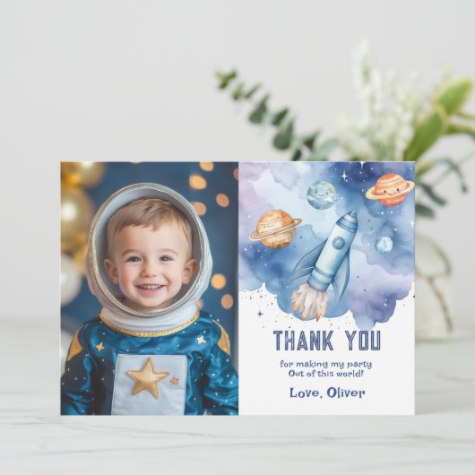Buitenste ruimteplaneten Jongen Verjaardag foto da Kaart (Staand voorkant)