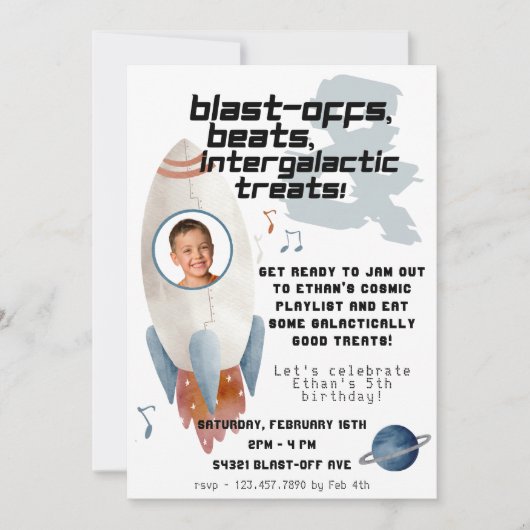 Buitenste Ruimteraket Schip Astronaut Fotoverjaard Kaart (Voorkant)