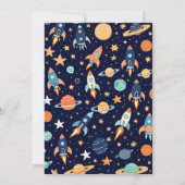 Buitenste Ruimteraketten Planeten Navy Blue Baby s Kaart (Achterkant)
