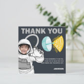 Buitenste Space Blast Off Astronaut Foto Verjaarda Bedankkaart (Staand voorkant)