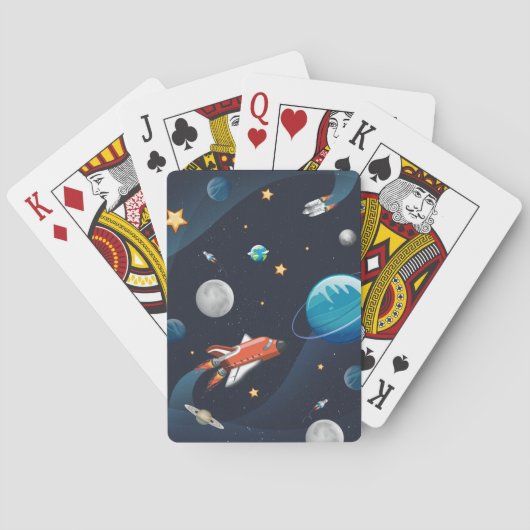 Buitenste Space Shuttle Travel Moon Stars Pokerkaarten (Achterkant)