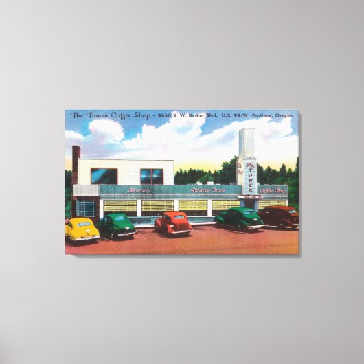 Buitenste Uitzicht van de koffiewinkel van de towe Canvas Afdruk (Voorkant)