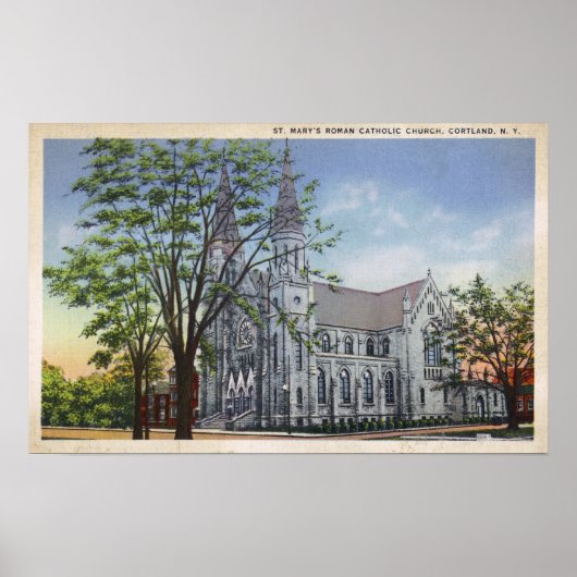 Buitenste Uitzicht van de St. Mary's Church Poster (Voorkant)