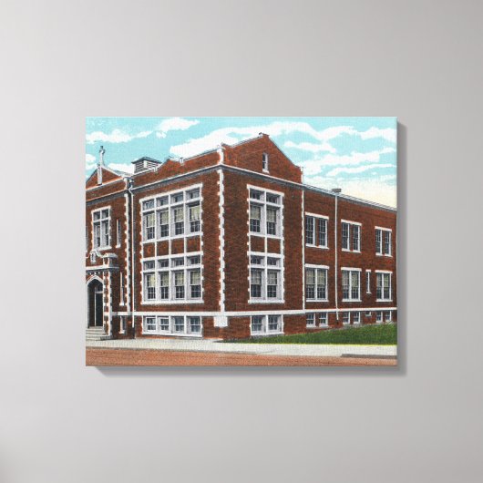Buitenste Uitzicht van de St. Mary's School en Hal Canvas Afdruk (Voorkant)