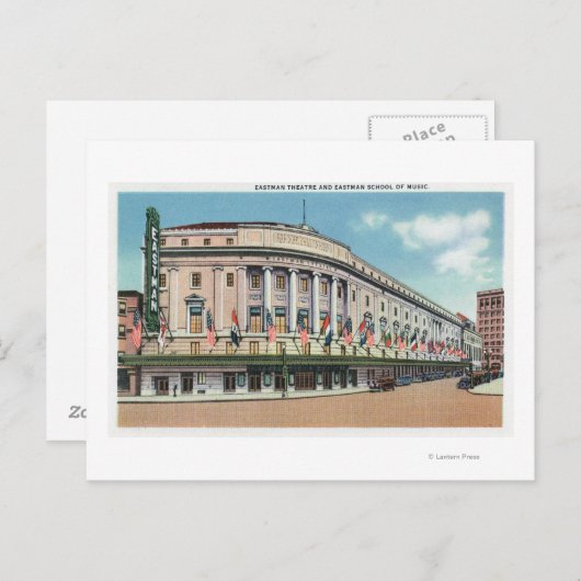 Buitenste Uitzicht van het Eastman Theater & Schoo Briefkaart (Voorkant / Achterkant)