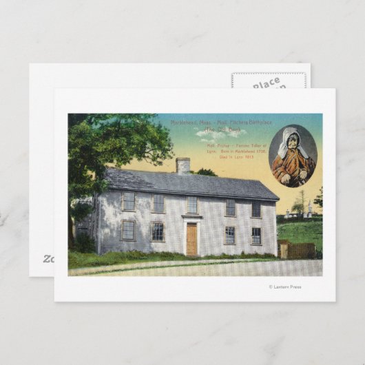 Buitenste Uitzicht van Moll Pitchers Birthplace Briefkaart (Voorkant / Achterkant)