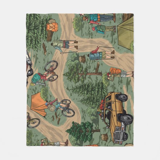  buitentoneel: wandelaars, fietsen fleece deken (Voorkant)