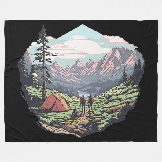 Buitenuniek, retro/ grafisch fleece deken (Voorkant (Horizontaal))