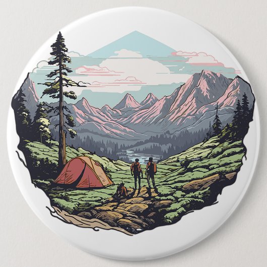 Buitenuniek, retro/ grafisch ronde button 6,0 cm (Voorkant)