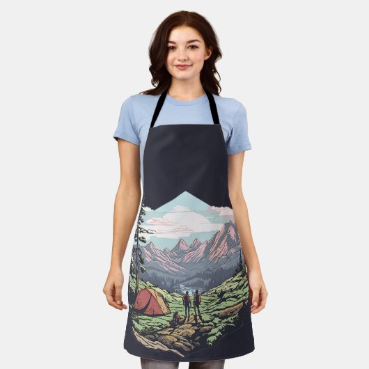 Buitenuniek, retro/ grafisch schort (Gedragen)