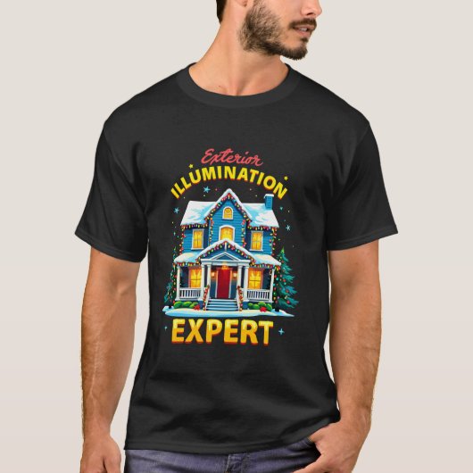 Buitenverlichting deskundige kerstlampjes t-shirt (Voorkant)