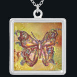 BUITENVERPAKKING IN SPARKELS, geel rood bruin Zilver Vergulden Ketting<br><div class="desc">Elegante en kleurrijke vlinder. Schilderen met gouden en zilverfolie.</div>