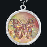 BUITENVERPAKKING IN SPARKELS, geel rood bruin Zilver Vergulden Ketting<br><div class="desc">Elegante en kleurrijke vlinder. Schilderen met gouden en zilverfolie.</div>