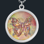 BUITENVERPAKKING IN SPARKELS, geel rood bruin Zilver Vergulden Ketting<br><div class="desc">Elegante en kleurrijke vlinder. Schilderen met gouden en zilverfolie.</div>