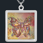 BUITENVERPAKKING IN SPARKELS, geel rood bruin Zilver Vergulden Ketting<br><div class="desc">Elegante en kleurrijke vlinder. Schilderen met gouden en zilverfolie.</div>