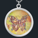 BUITENVERPAKKING IN SPARKELS, geel rood bruin Zilver Vergulden Ketting<br><div class="desc">Elegante en kleurrijke vlinder. Schilderen met gouden en zilverfolie.</div>