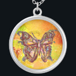 BUITENVERPAKKING IN SPARKELS, geel rood Zilver Vergulden Ketting<br><div class="desc">Elegante en kleurrijke vlinder. Schilderen met gouden en zilverfolie.</div>