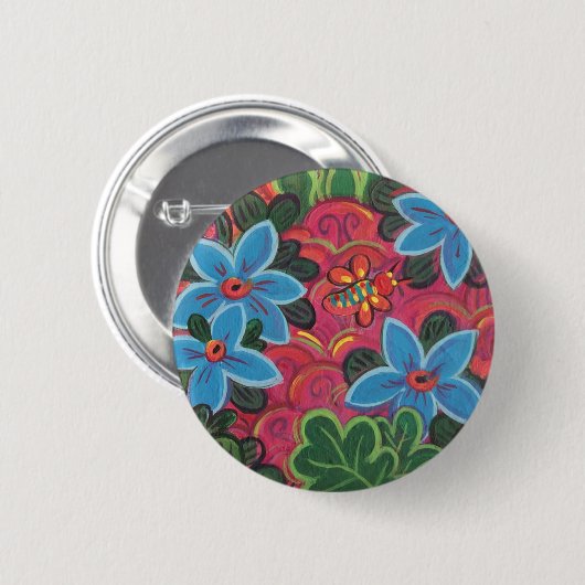Buizen en bloemen ronde button 5,7 cm (Voorkant /achterkant)