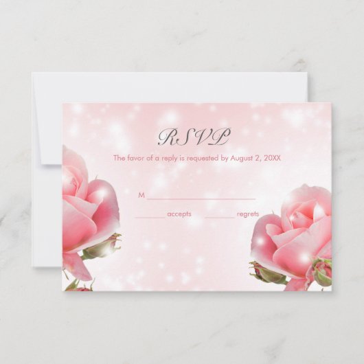Buizen en roze rozen RSVP kaartje (Voorkant)
