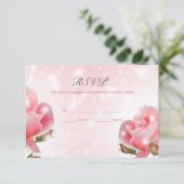 Buizen en roze rozen RSVP kaartje (Staand voorkant)