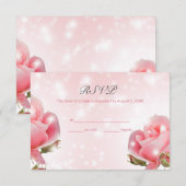 Buizen en roze rozen RSVP kaartje (Voorkant / Achterkant)