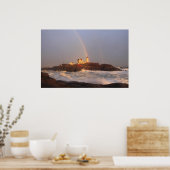 Buizen vuurtoren Regenboog na Storm Poster (Keuken)