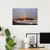 Buizen vuurtoren Regenboog na Storm Poster (Thuiskantoor)