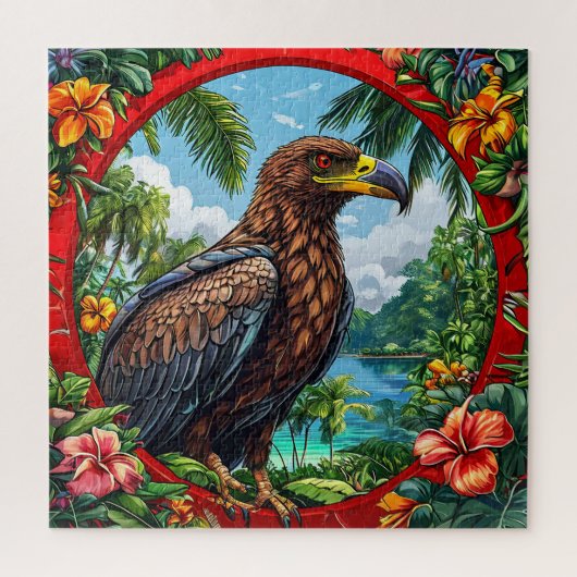 Buizerd Geperst te midden van een levendig tropisc Legpuzzel (Verticaal)